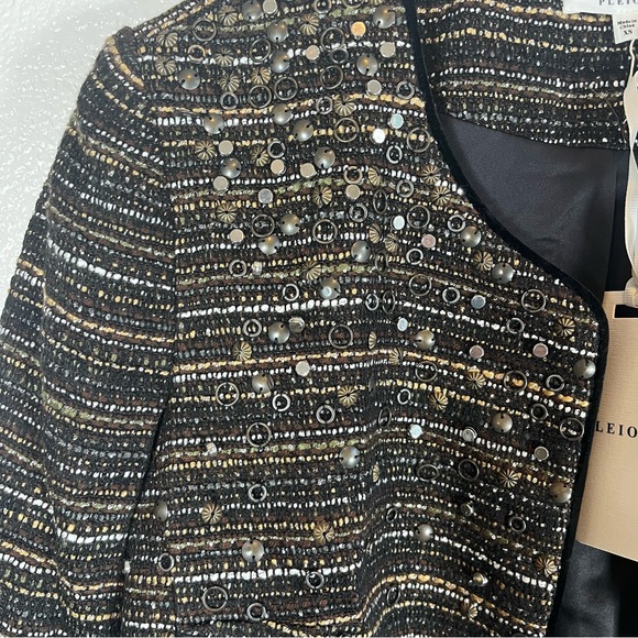 NWT Anthropologie Pleione Bellatrix Embelished Tweed Open-Front Cardigan Jacket - Picture 3 of 8